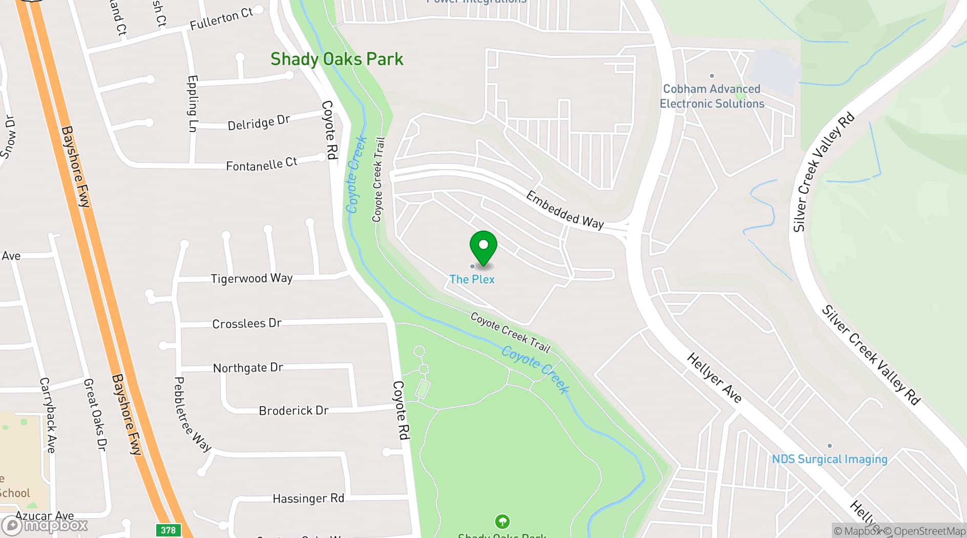 Map showing Silver Creek Sportsplex