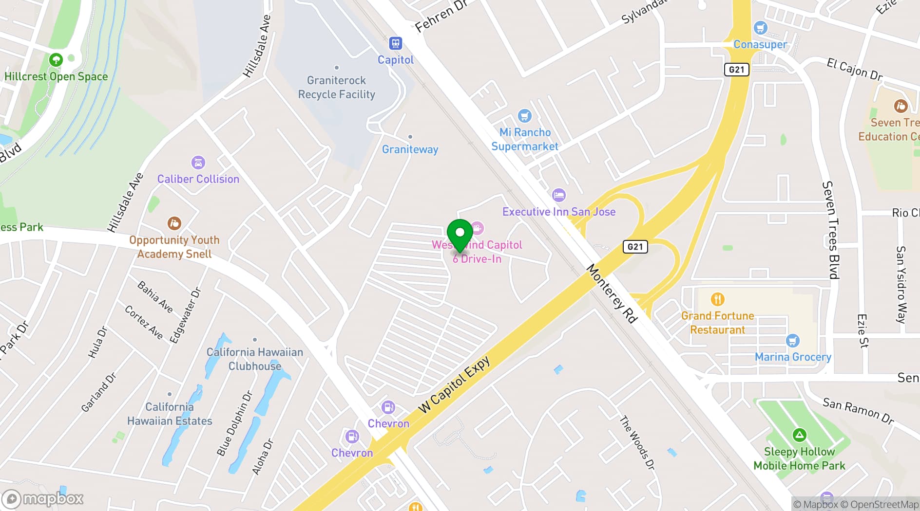 Map showing West Wind Drive-In