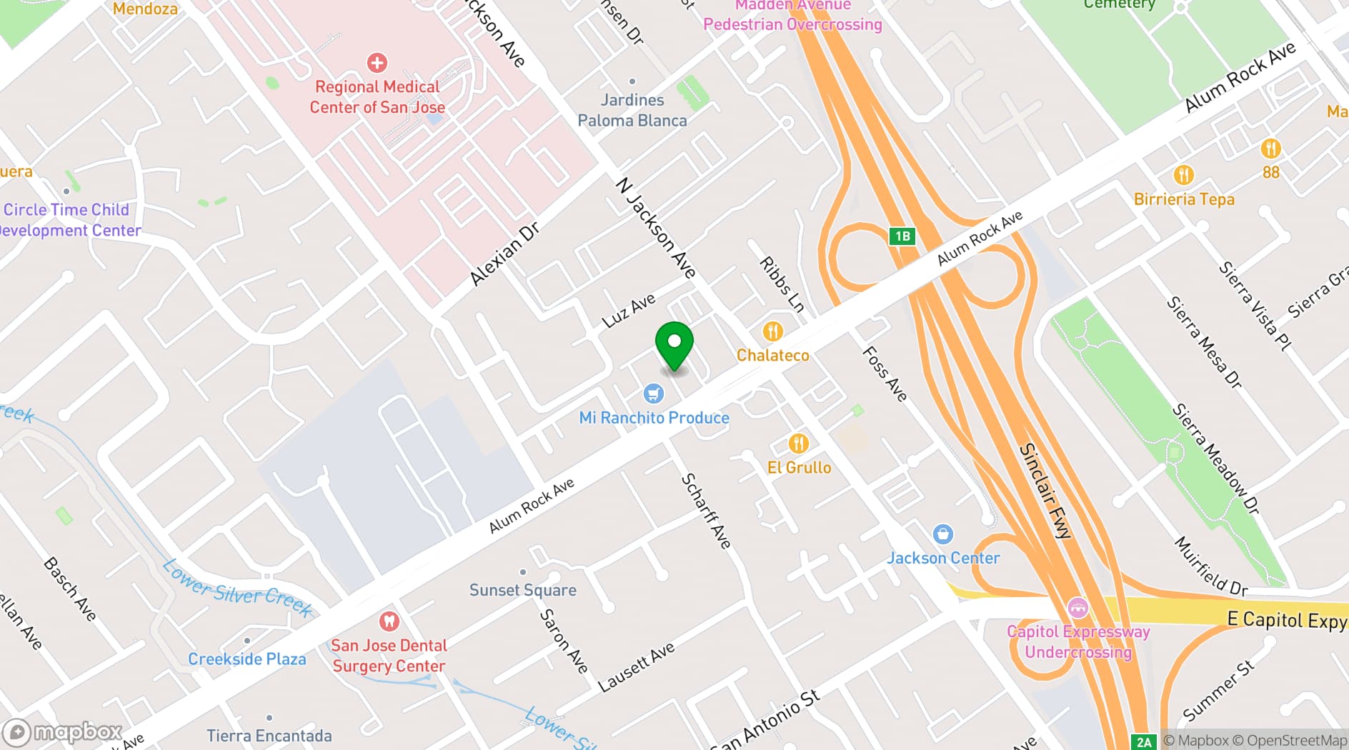 Map showing Red Eye Recording Studios