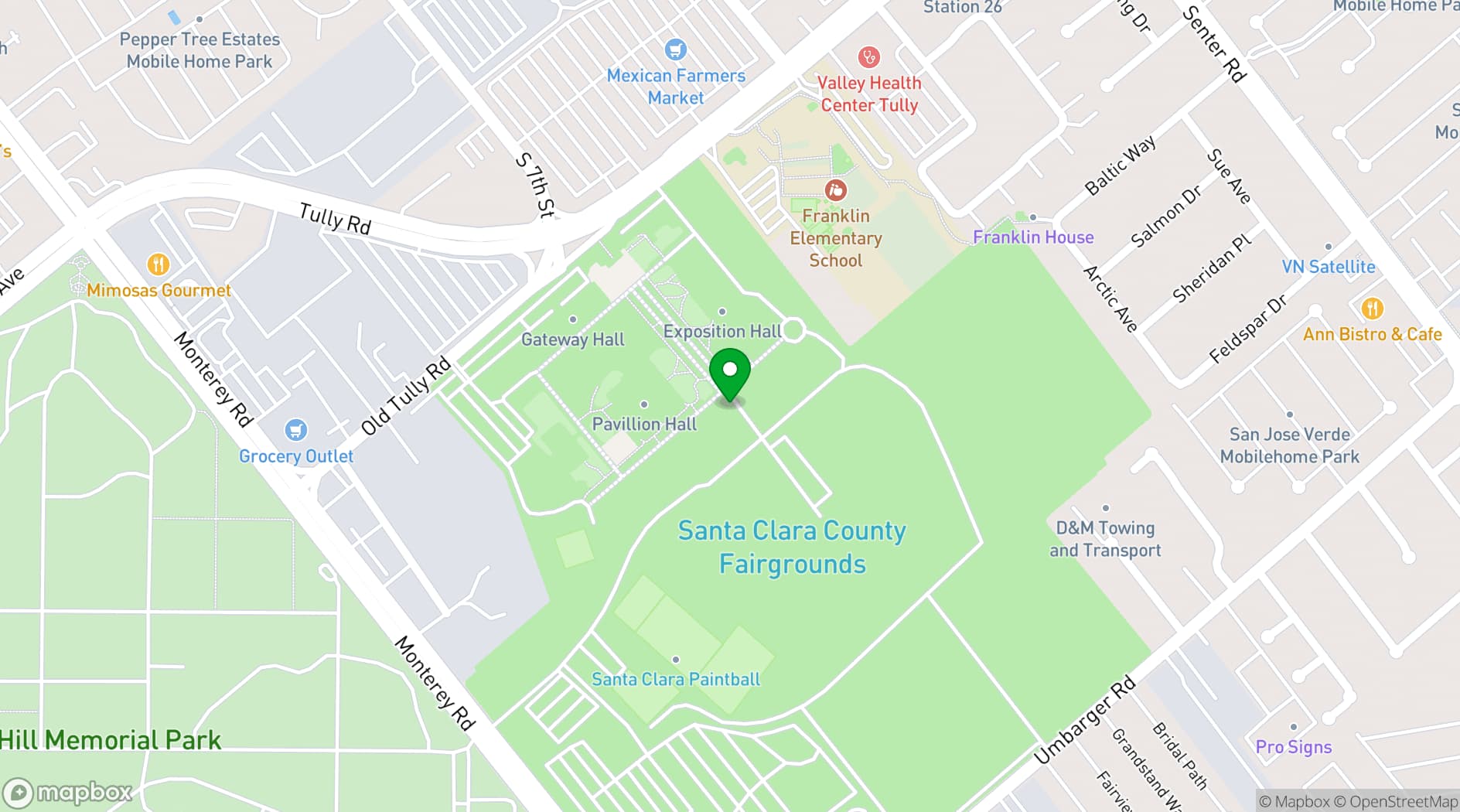 Map showing The Fairgrounds