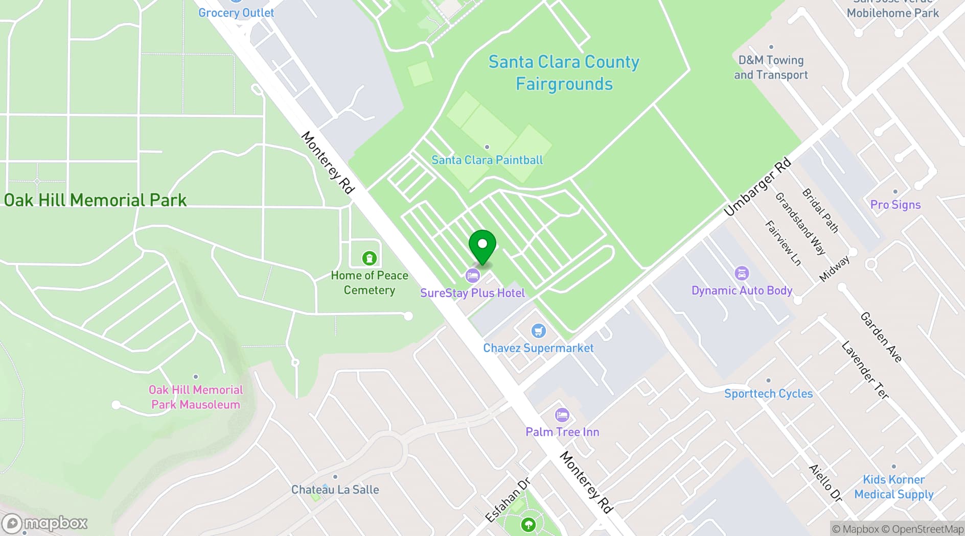 Map showing Holiday Inn Express & Suites San Jose – Silicon Valley