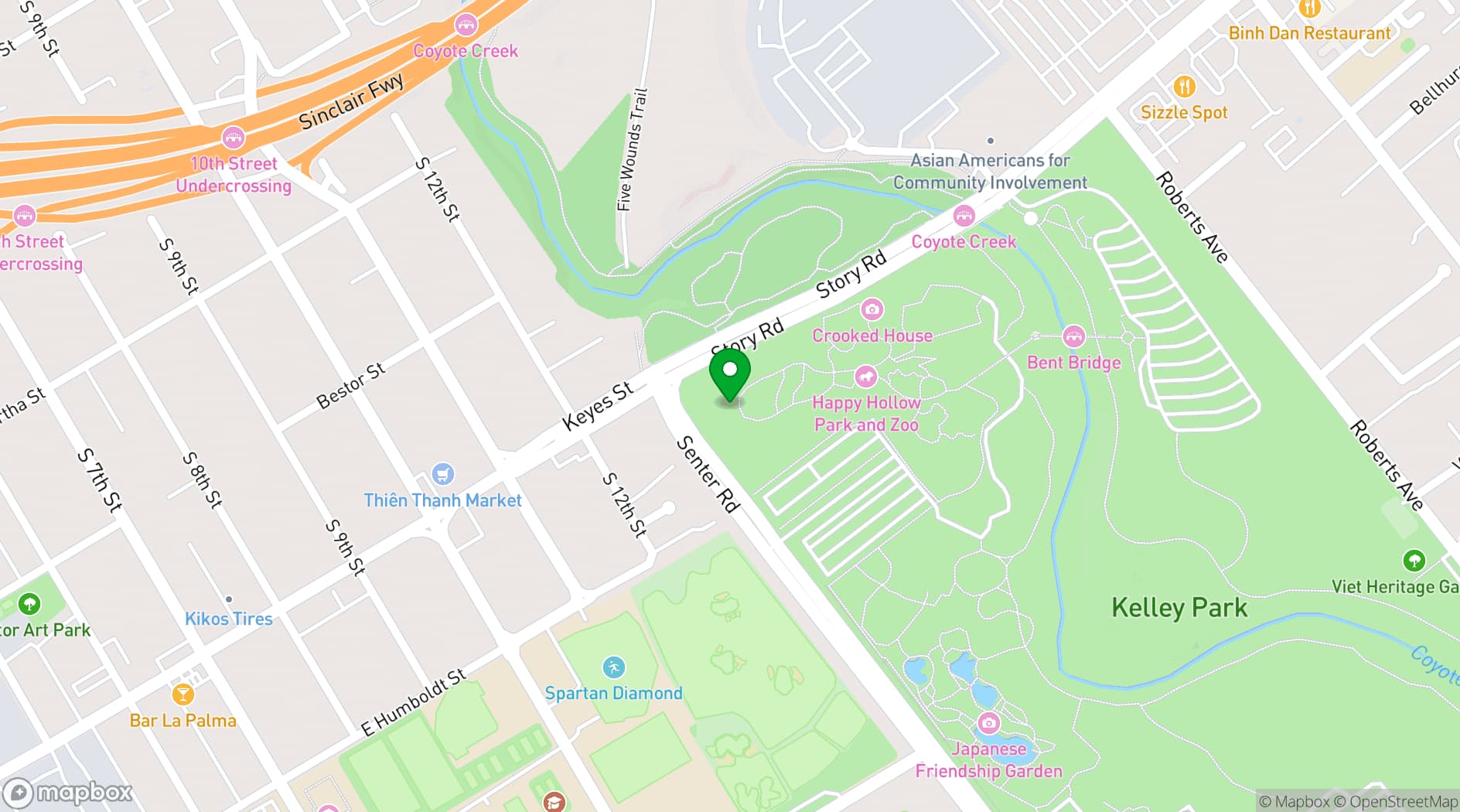 Map showing Happy Hollow Park & Zoo