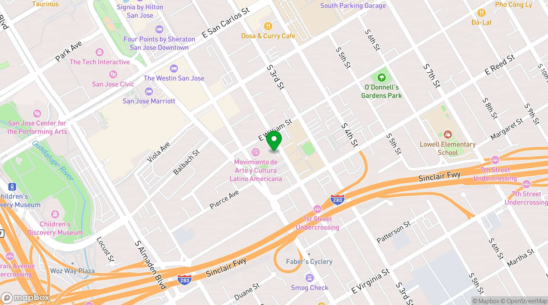 Map showing City Lights Theater Company