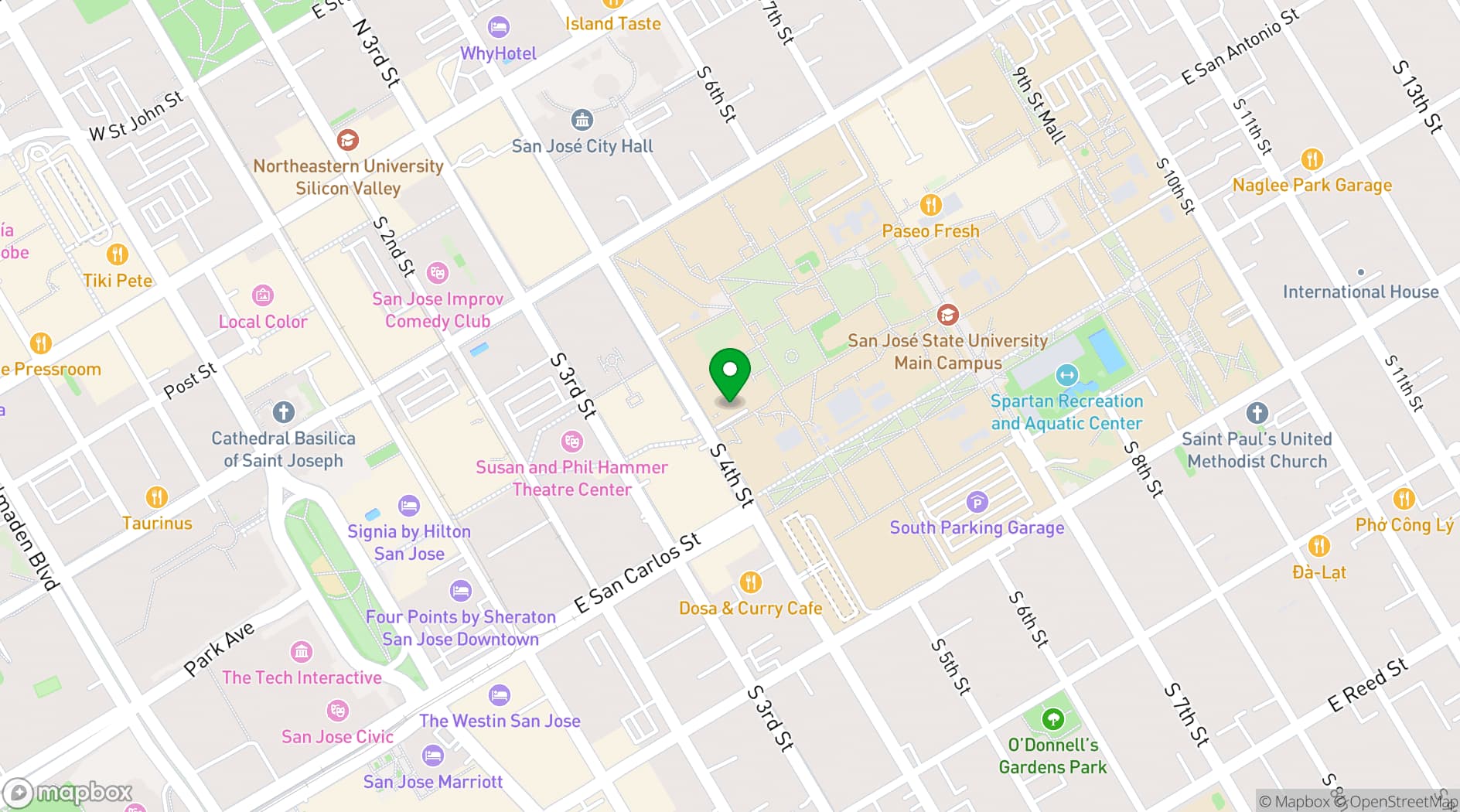 Map showing San José State University