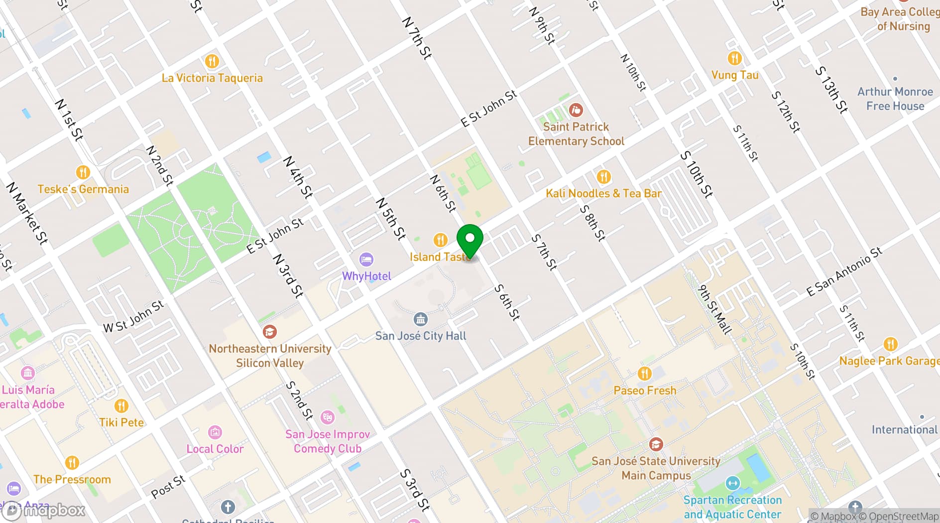Map showing City of San José Parks and Recreation