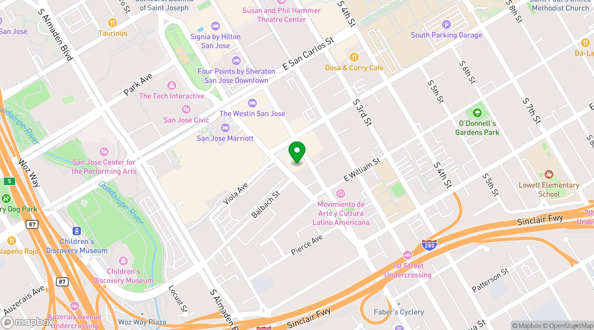 Map showing PETE BE CENTER