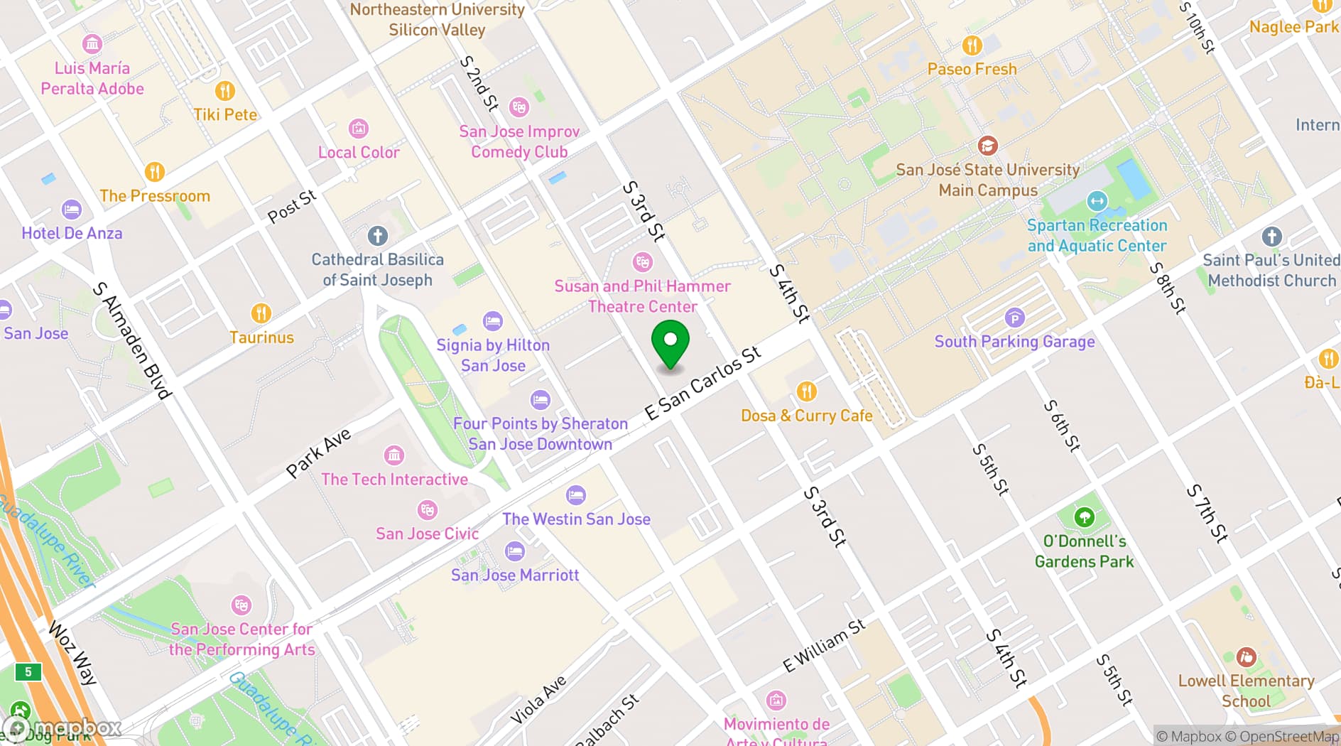 Map showing San Jose Theaters