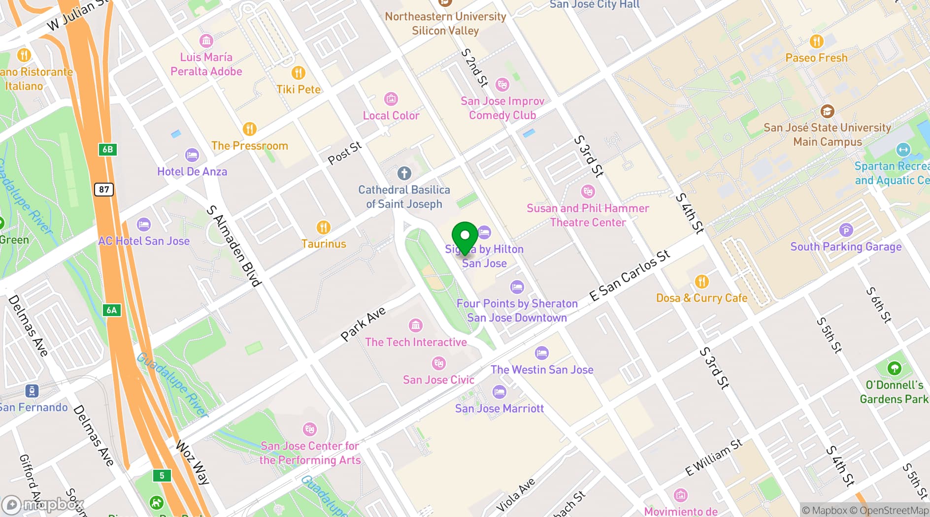 Map showing The Grill on the Alley
