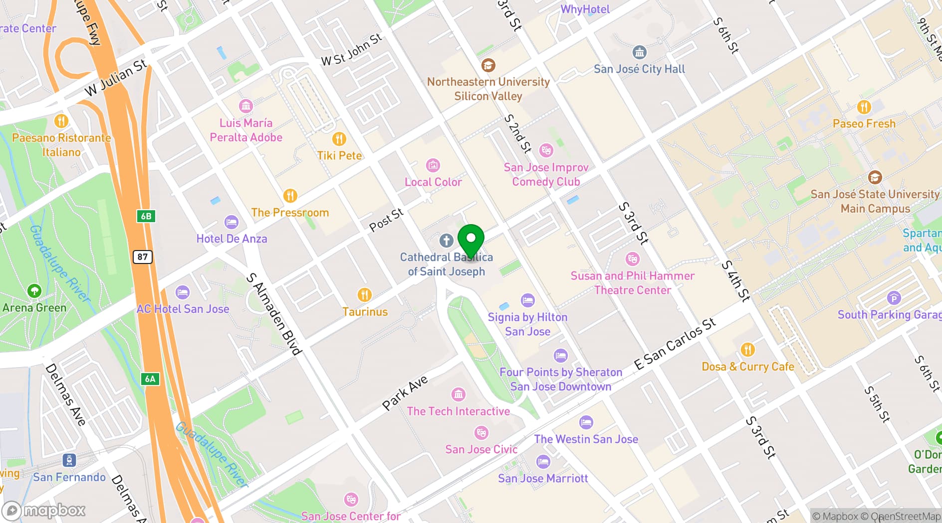 Map showing San José Museum of Art