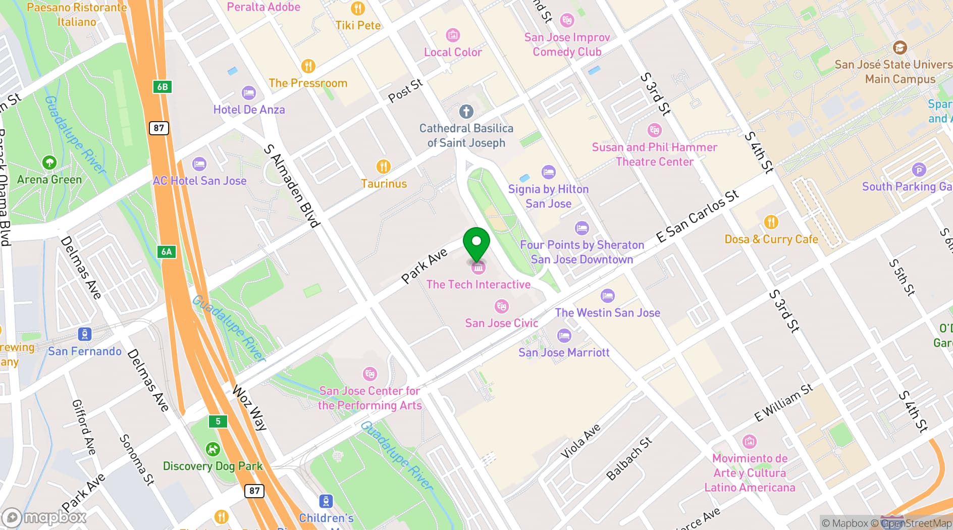 Map showing The Tech Interactive