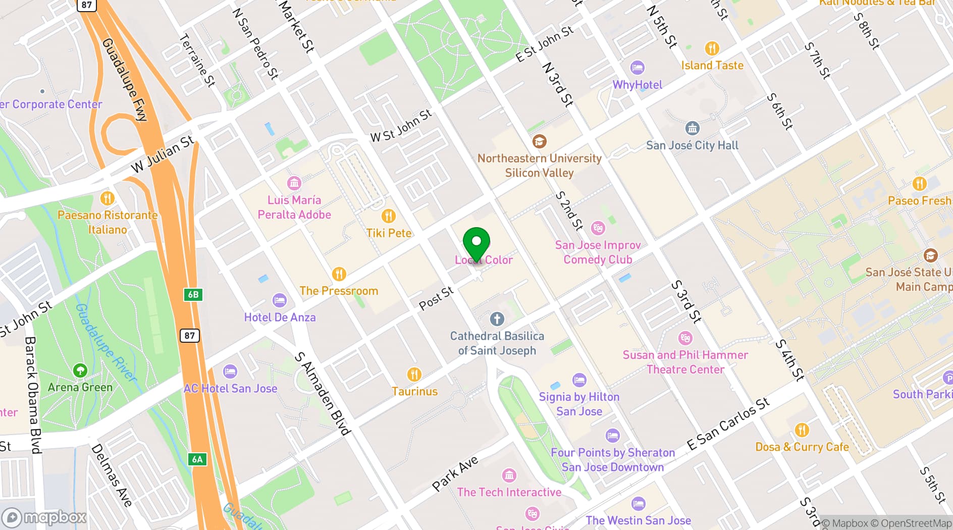 Map showing Splash Bar San Jose