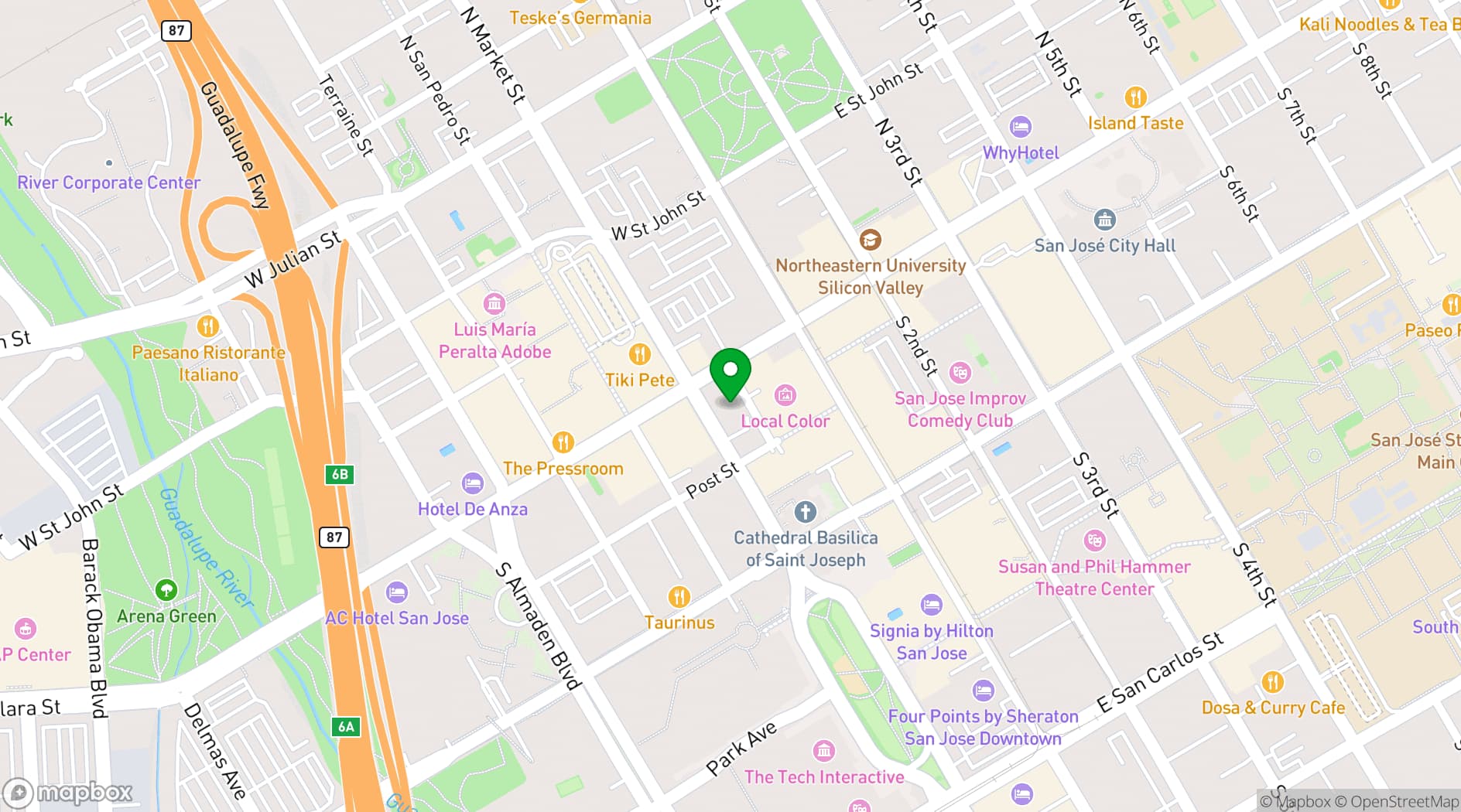 Map showing The GlassHouse