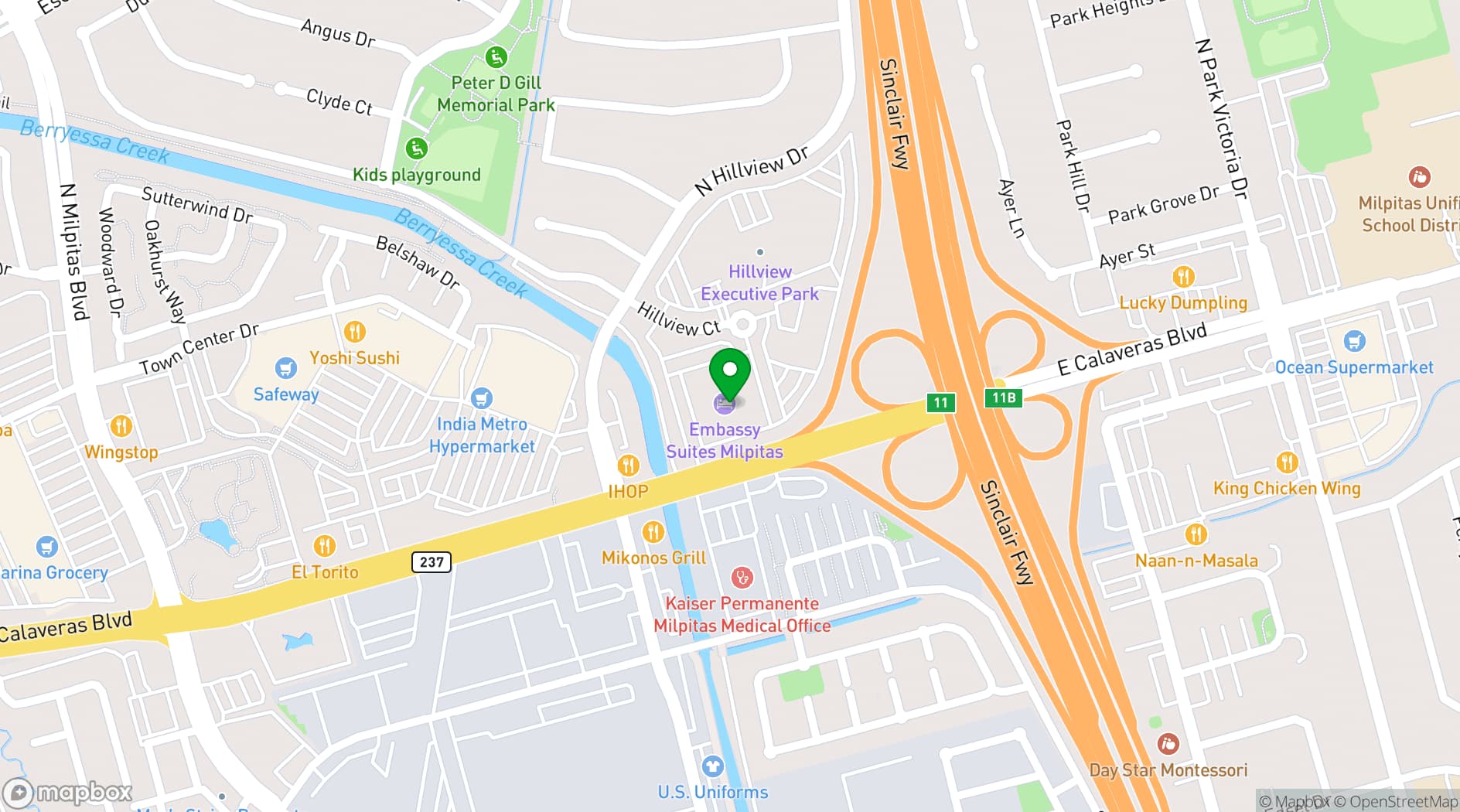 Map showing Embassy Suites by Hilton Milpitas Silicon Valley