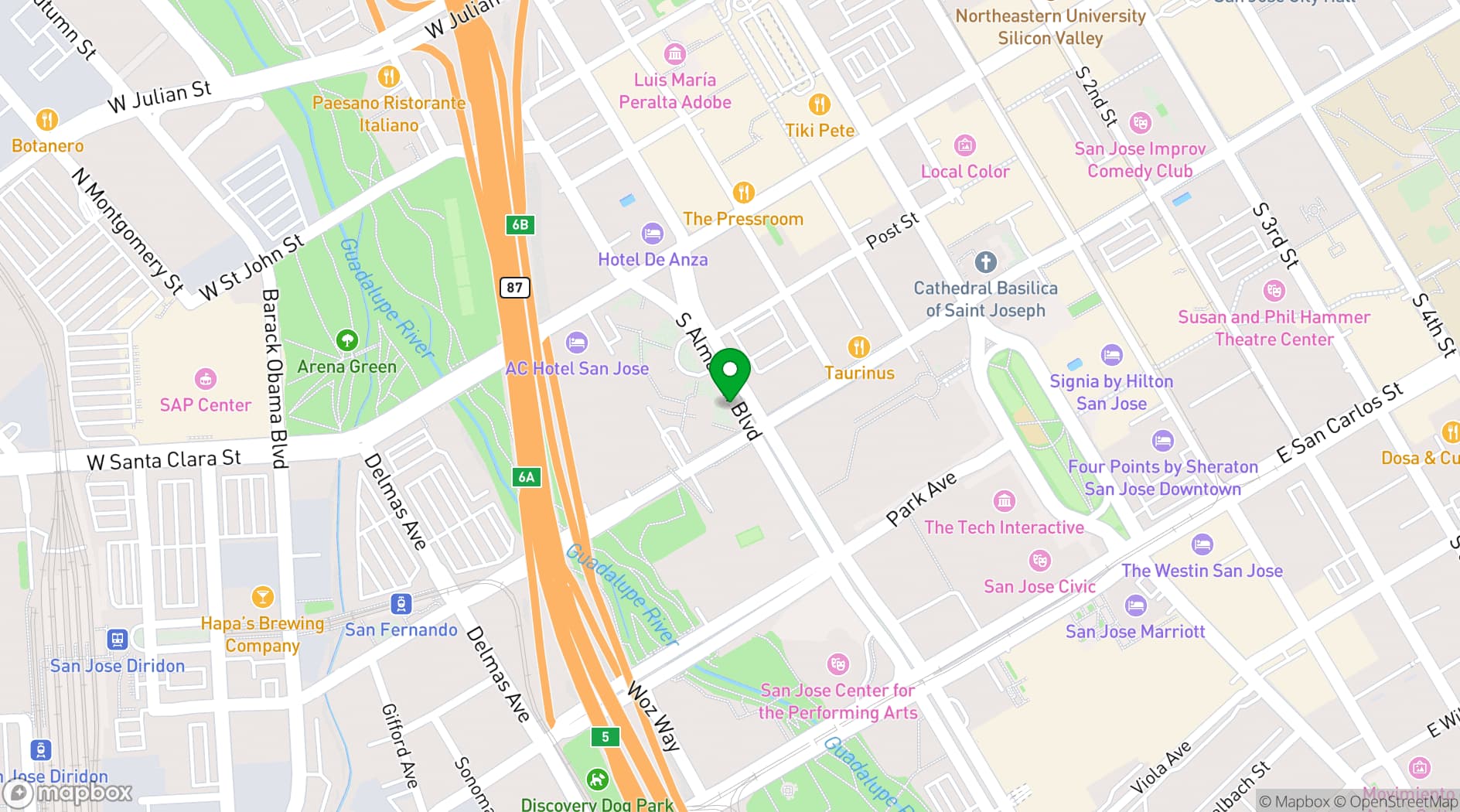 Map showing The Almaden