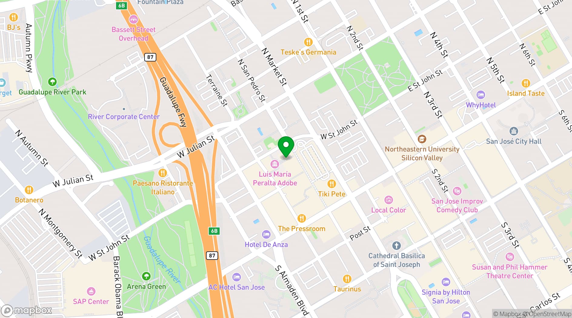 Map showing San Pedro Square Market