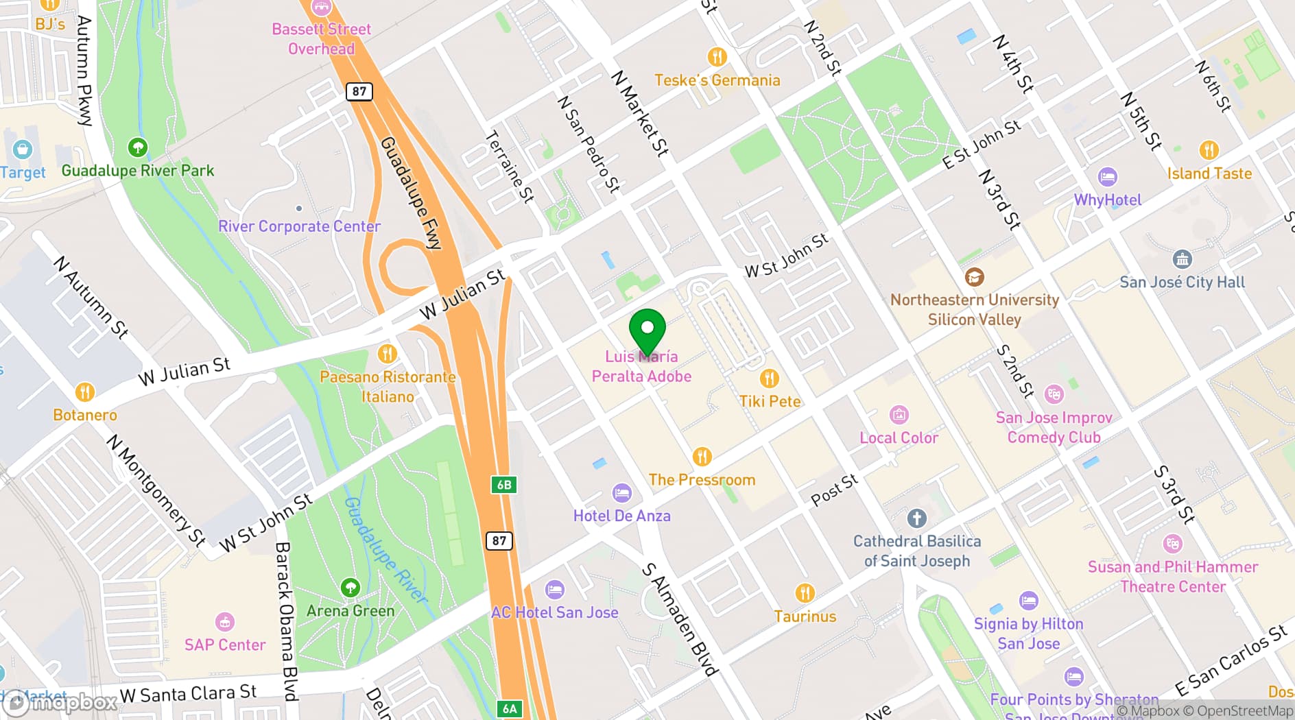 Map showing SP2 Communal Bar + Restaurant