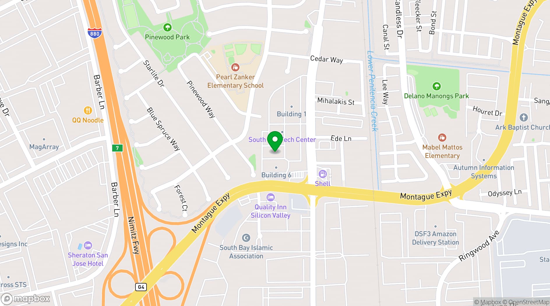 Map showing McCarthy Blvd Offices
