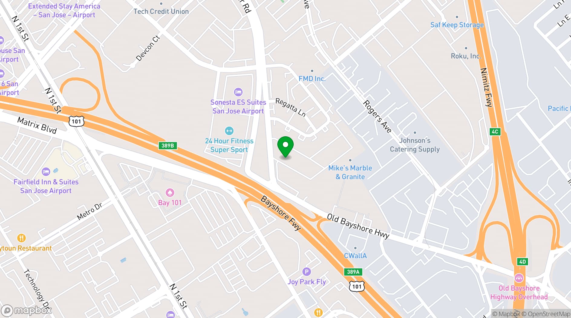 Map showing Grill Em Pizza & Sports Bar