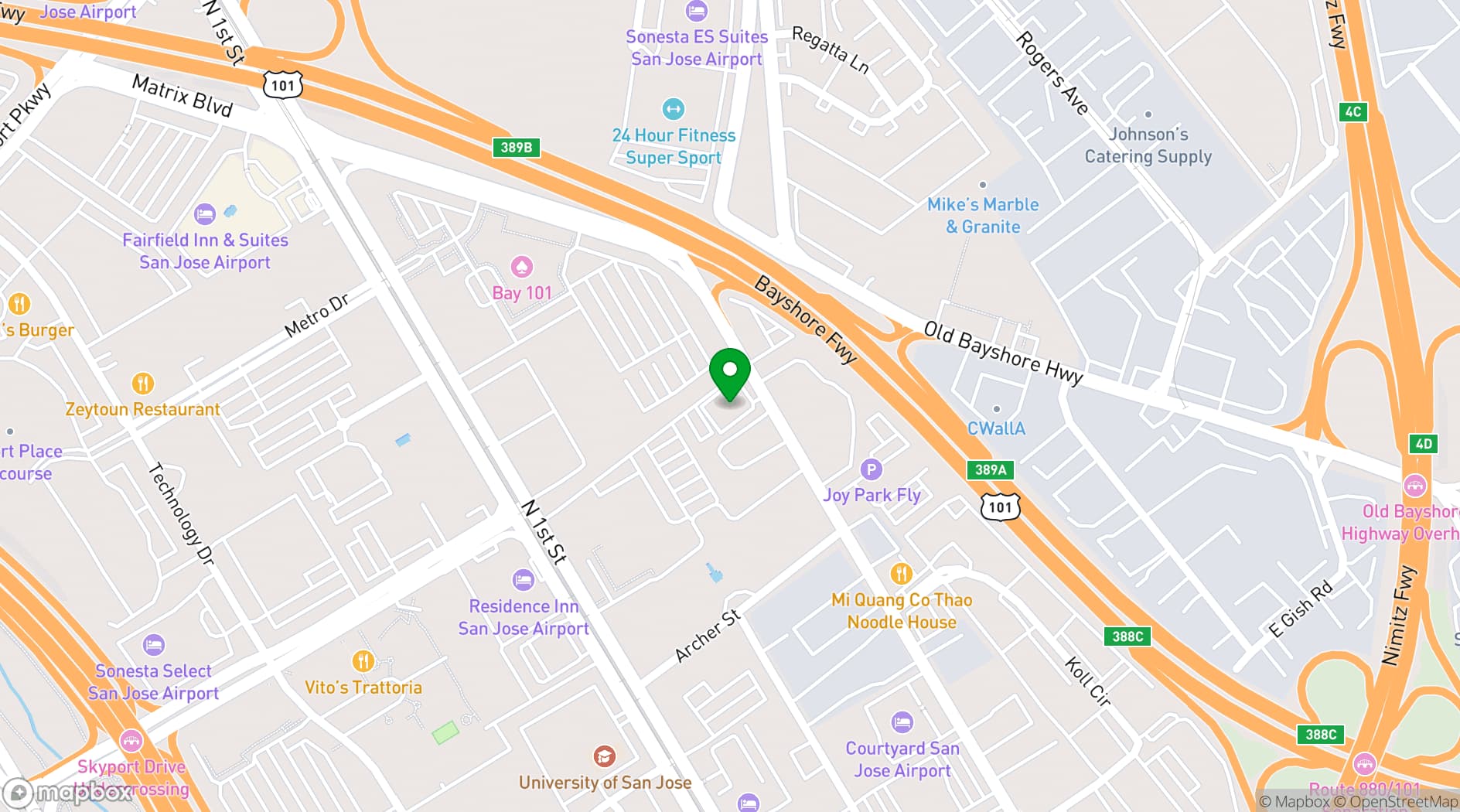 Map showing The Practice Place San Jose