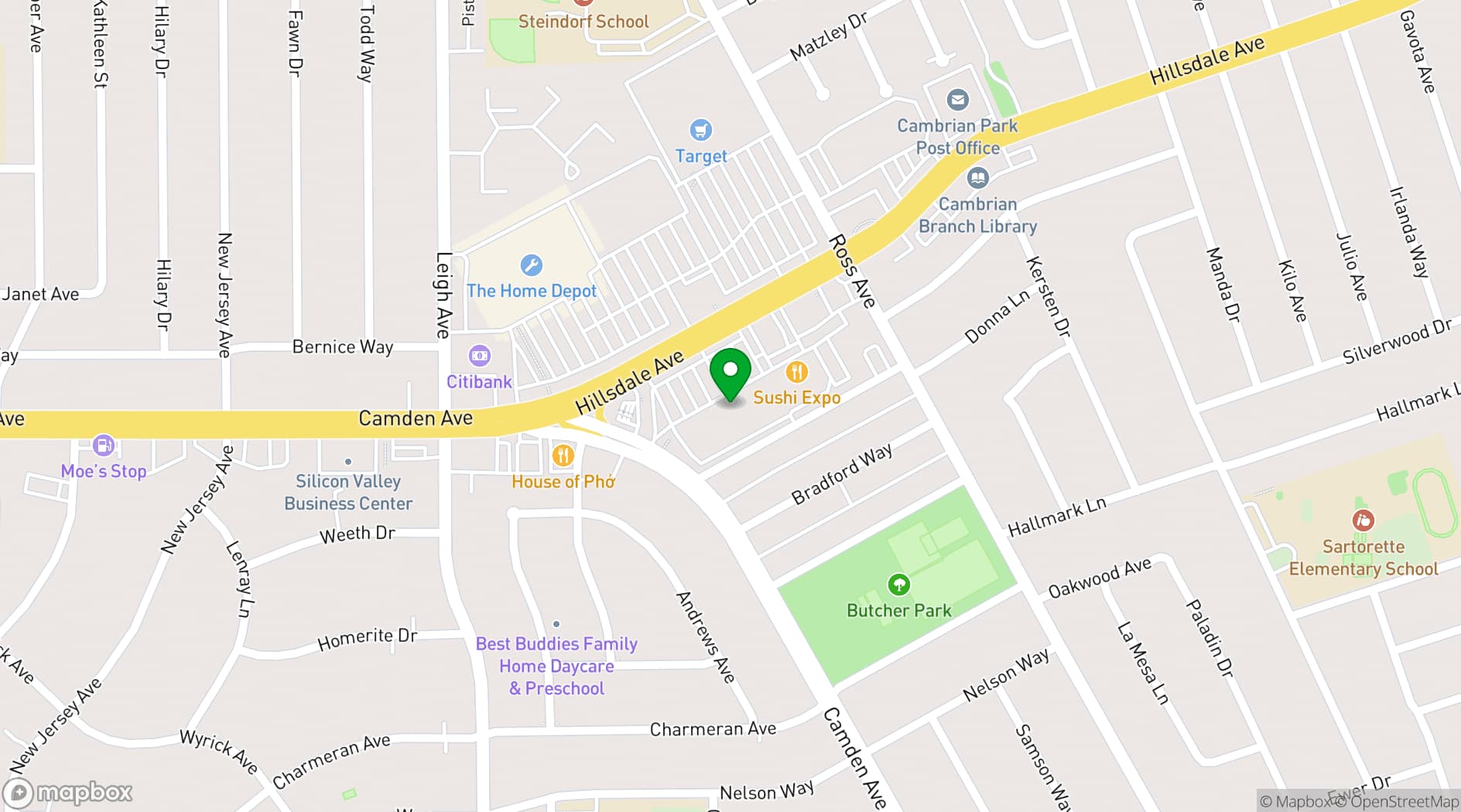 Map showing Pump It Up of San Jose