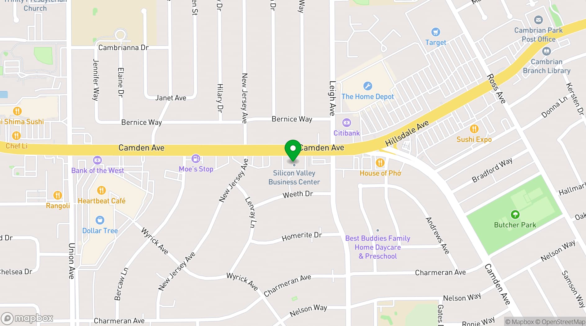 Map showing Silicon Valley Business Center