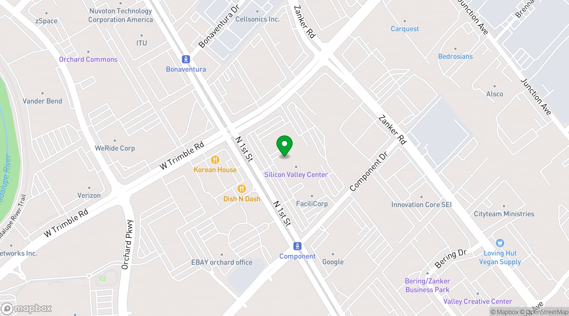 Map showing Silicon Valley Center