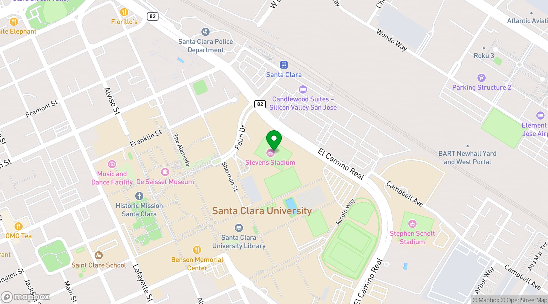 Map showing Santa Clara University Library