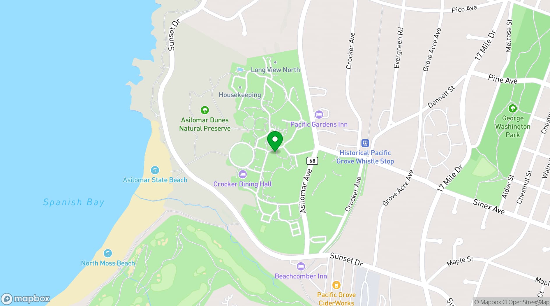 Map showing Asilomar Hotel & Conference Grounds