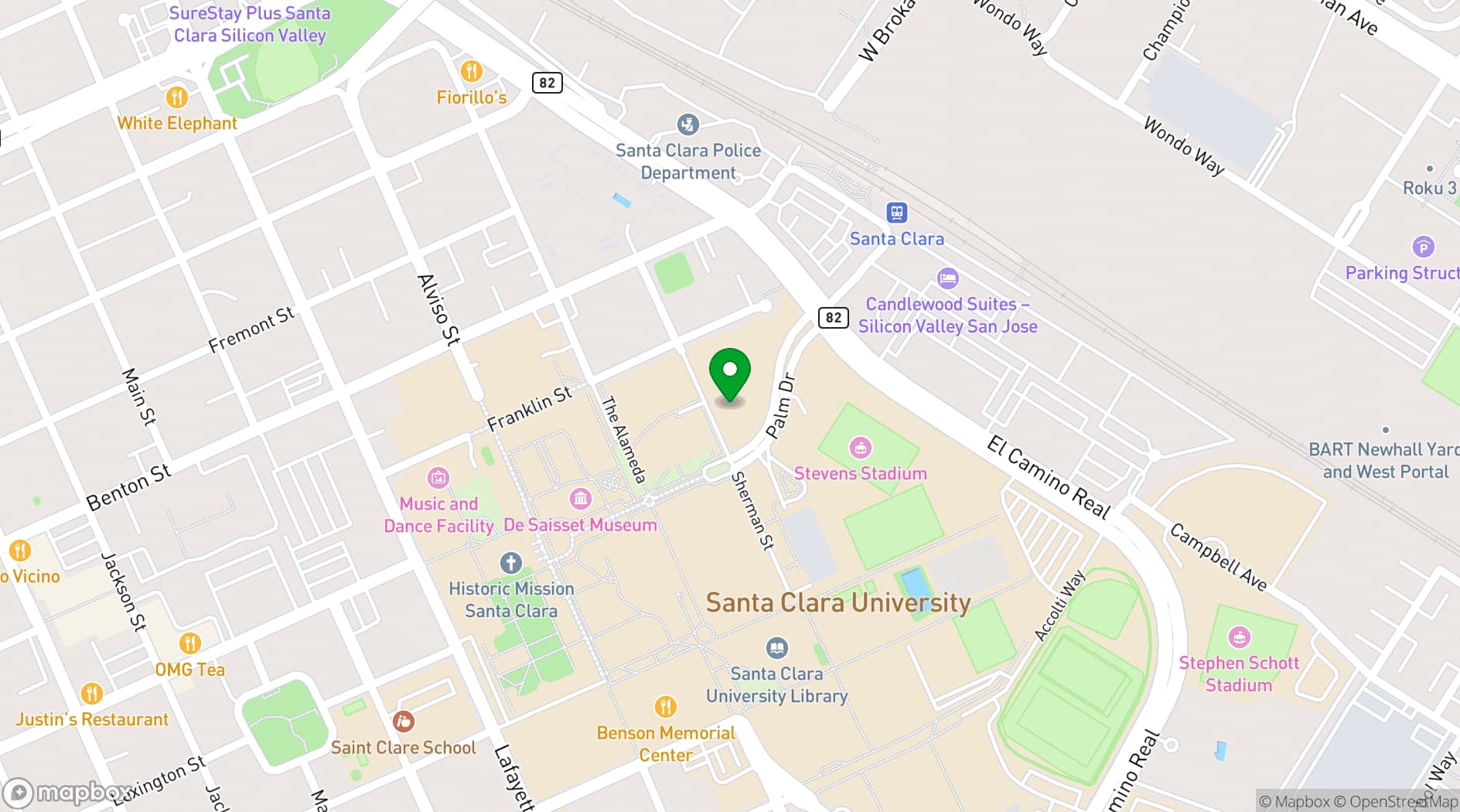 Map showing Santa Clara University Conference Services