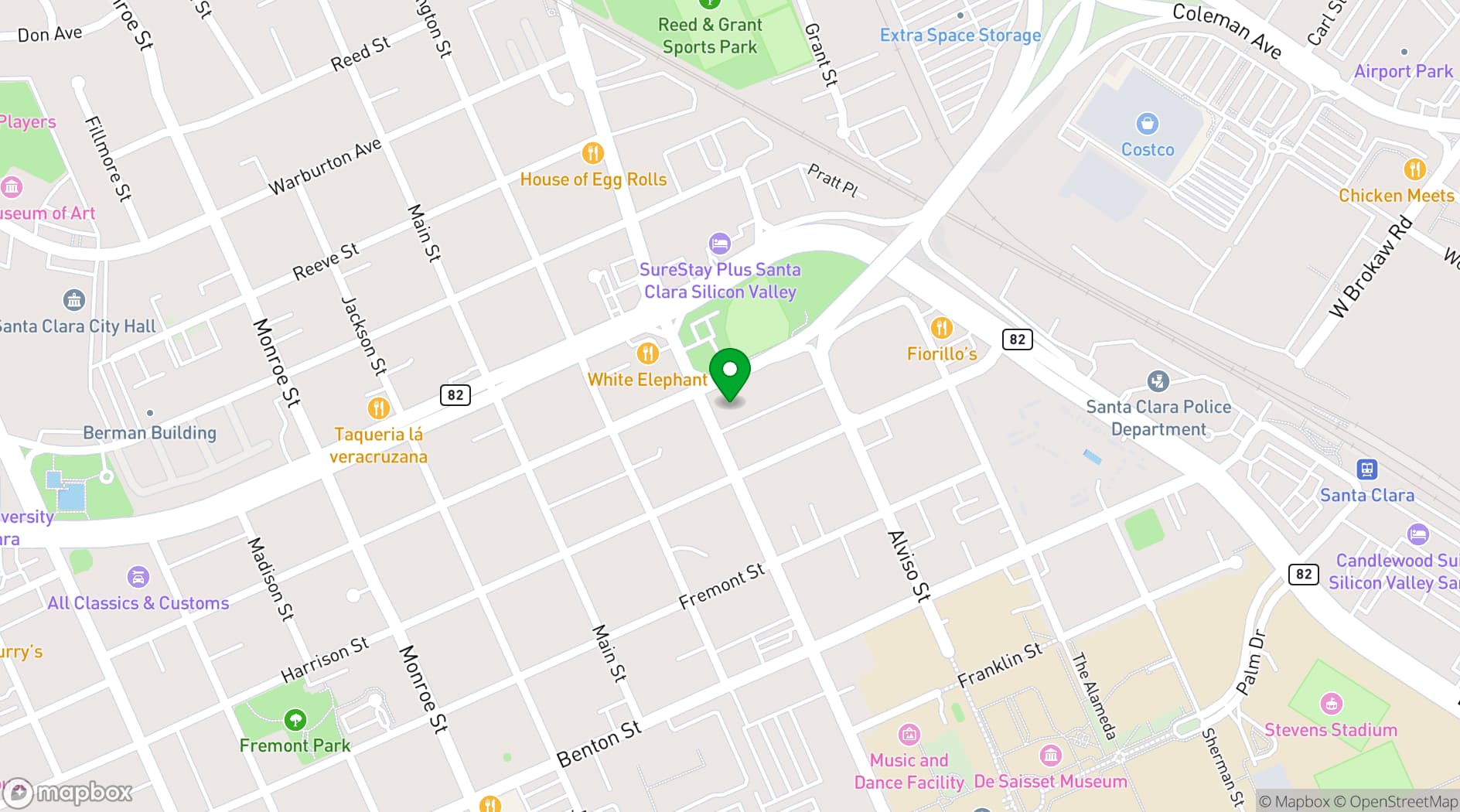Map showing S.E.S. Portuguese Hall of Santa Clara