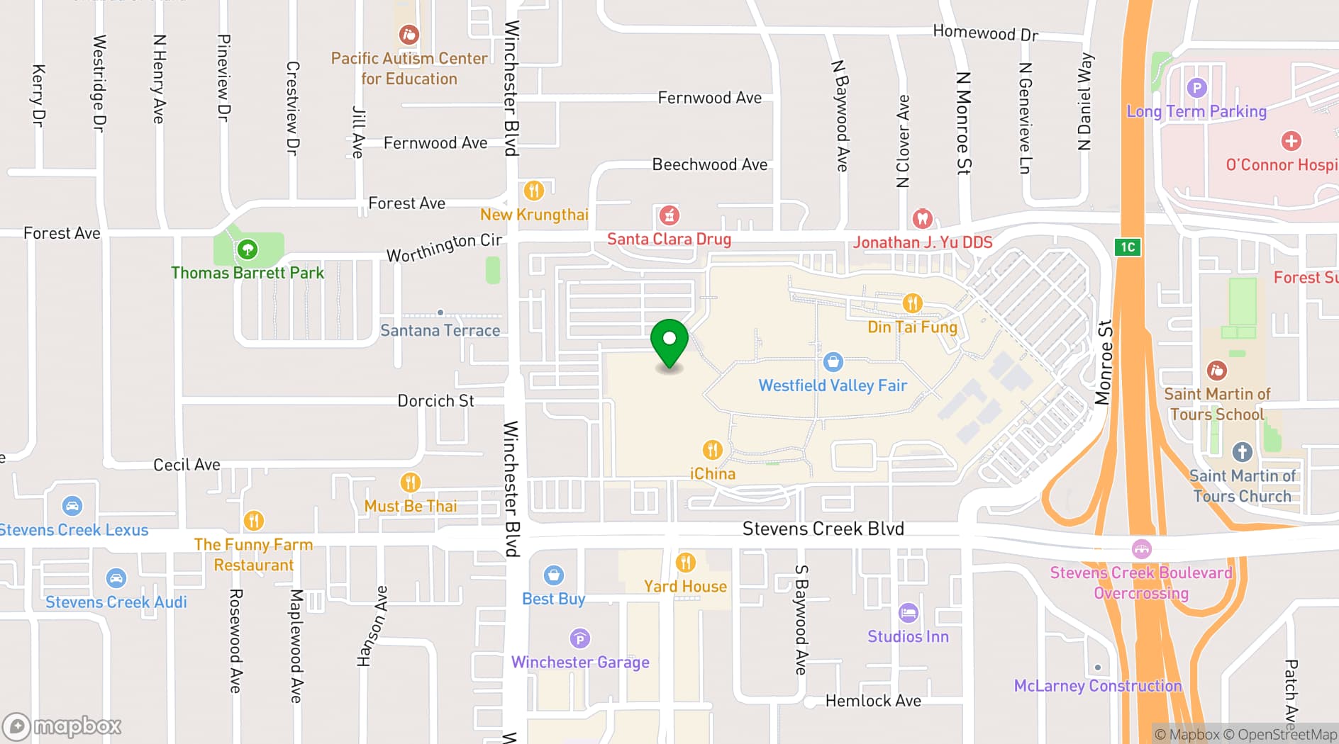 Map showing San Jose Showplace ICON