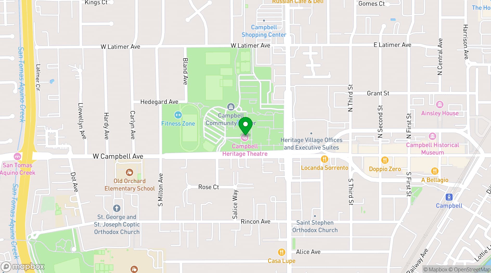 Map showing Orchard City Banquet Hall - Campbell