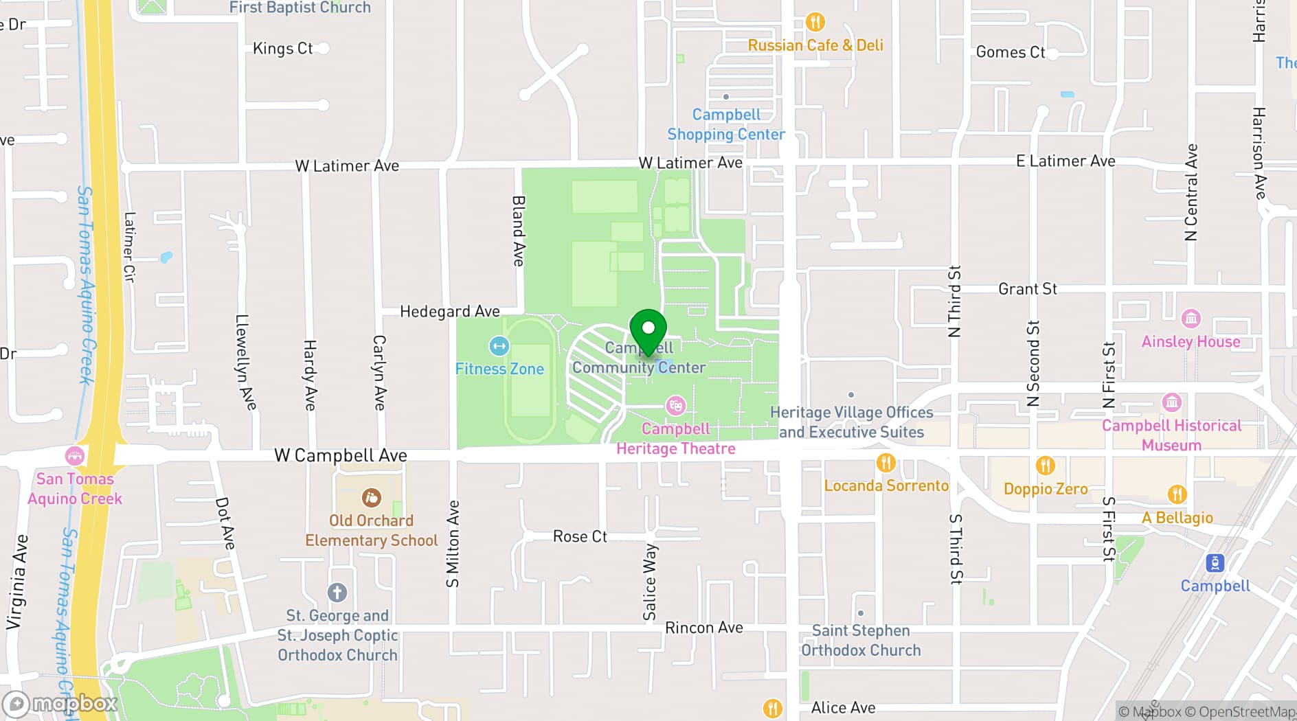 Map showing Campbell Community Center
