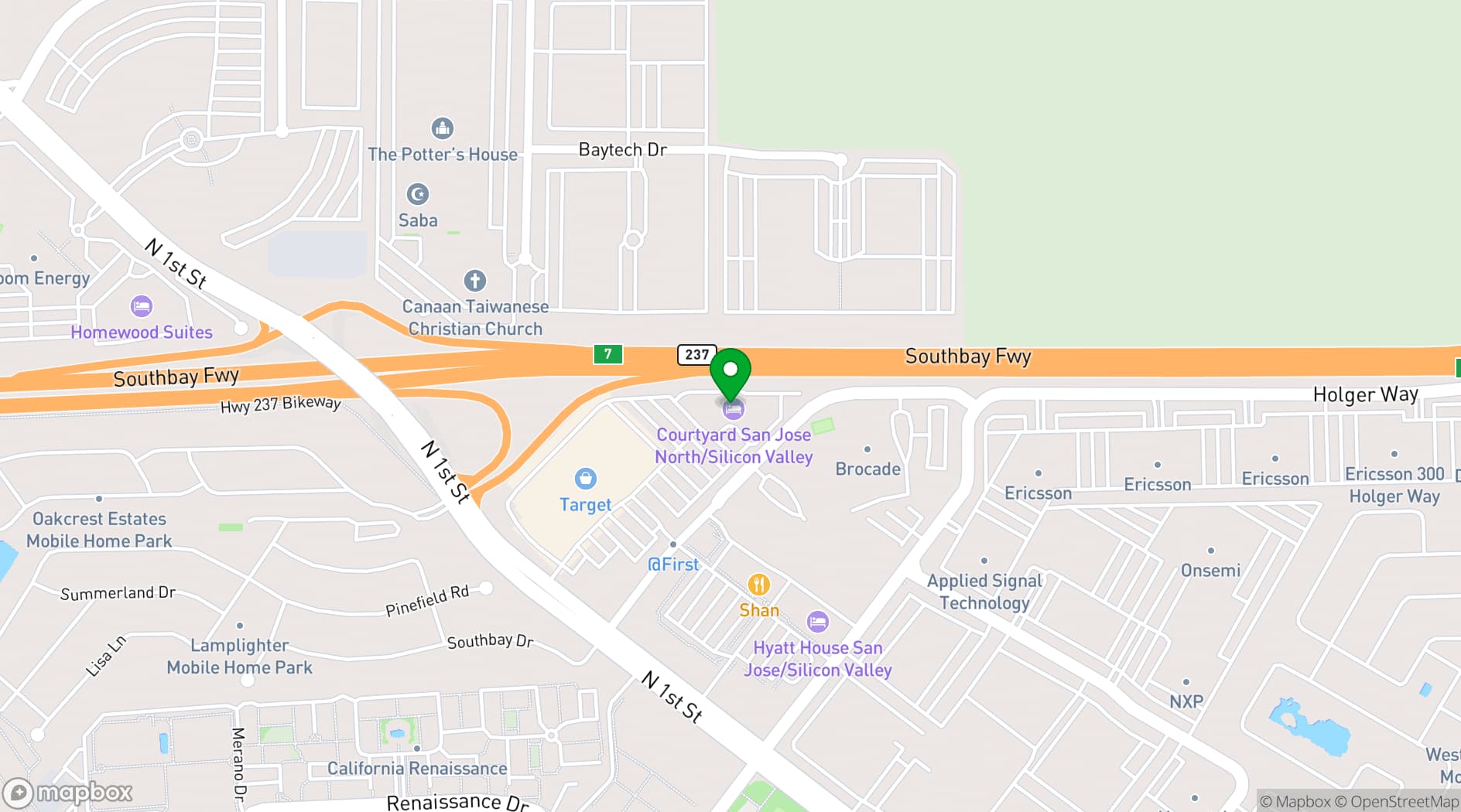 Map showing Courtyard San Jose North/Silicon Valley
