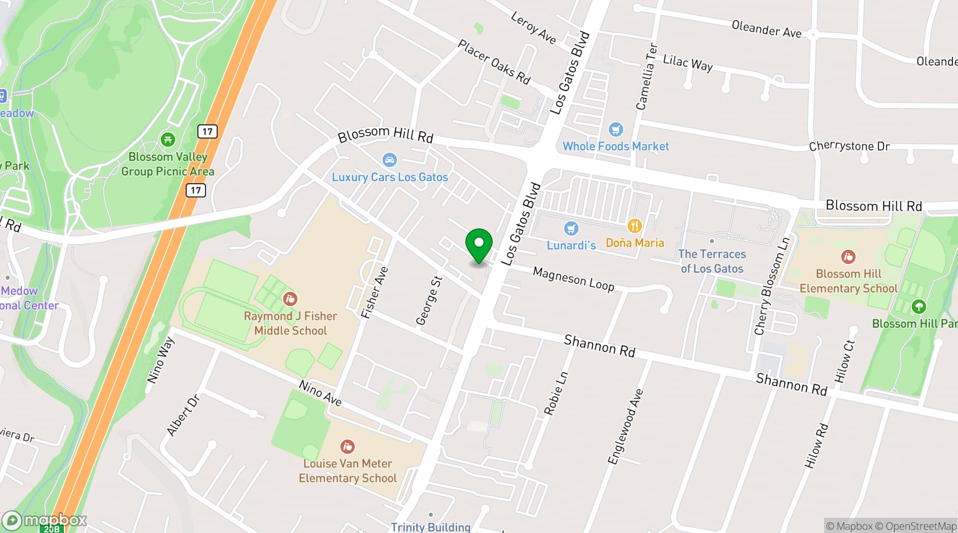Map showing Office Evolution Los Gatos
