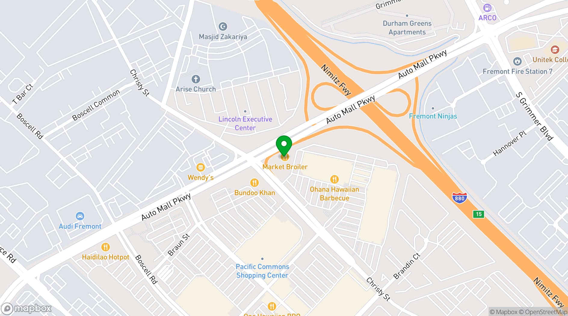 Map showing Market Broiler