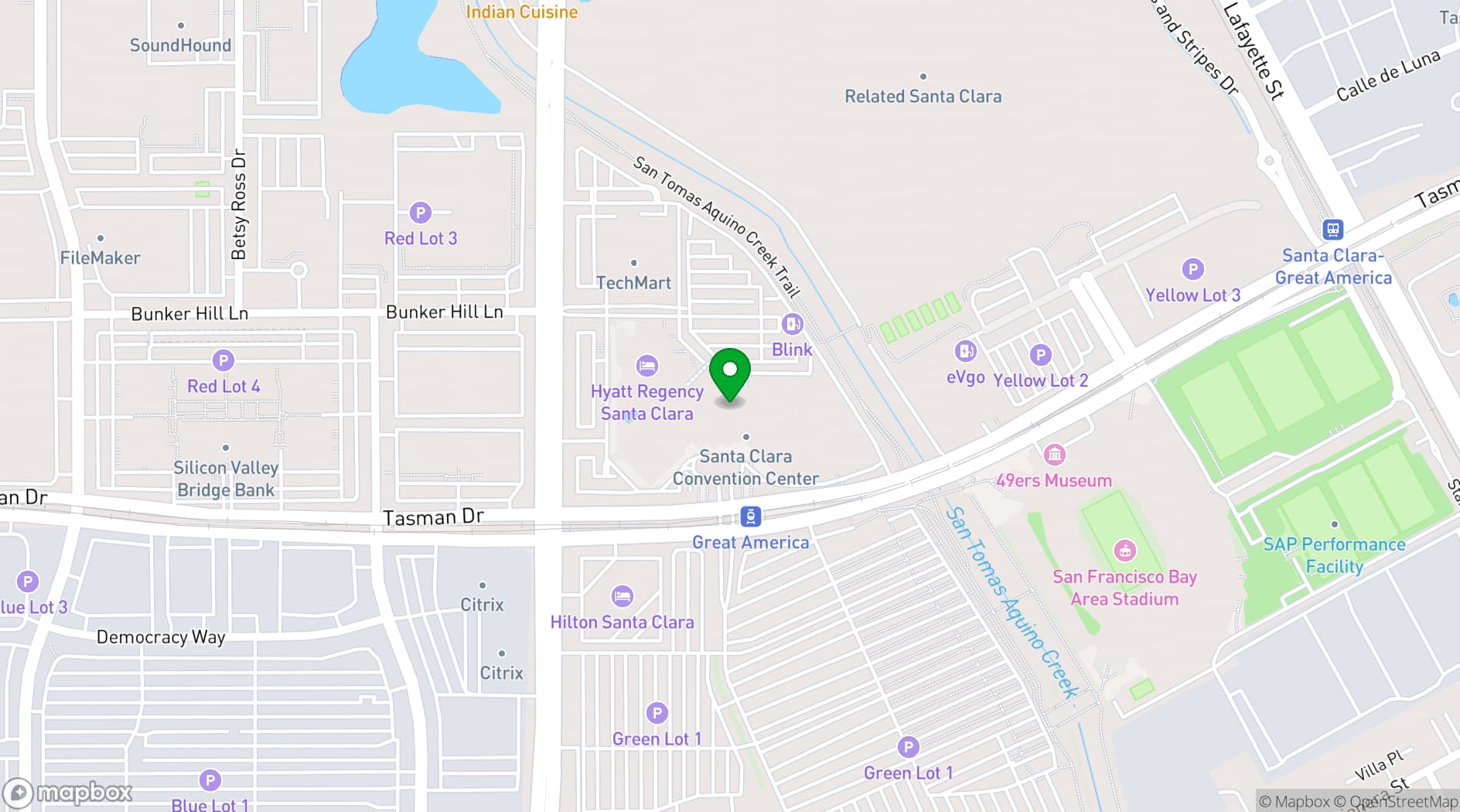 Map showing Santa Clara Convention Center