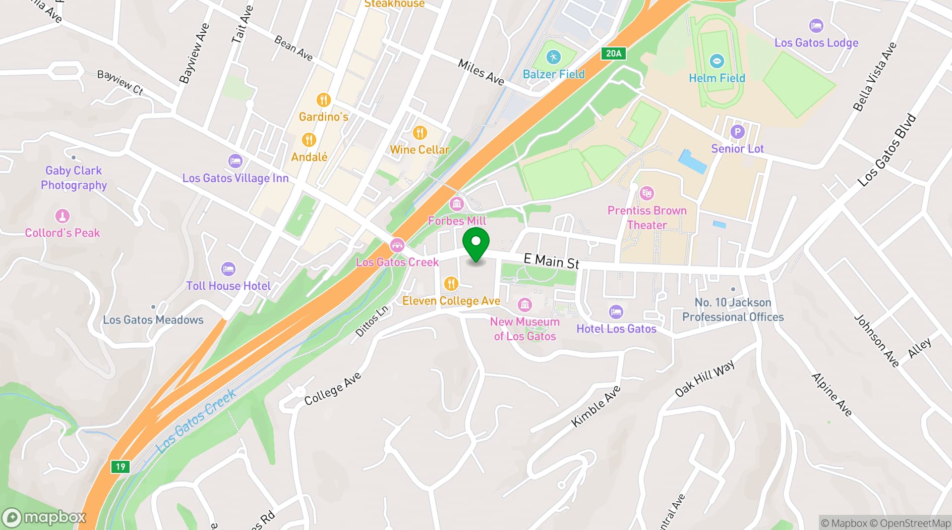 Map showing Los Gatos Garden Inn