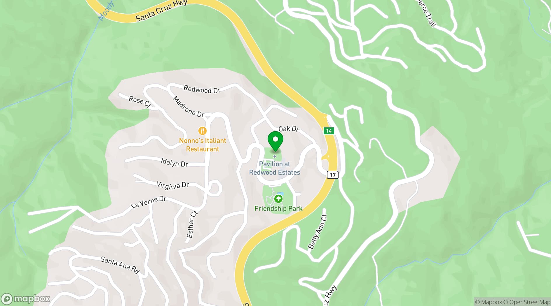 Map showing Pavilion at Redwood Estates