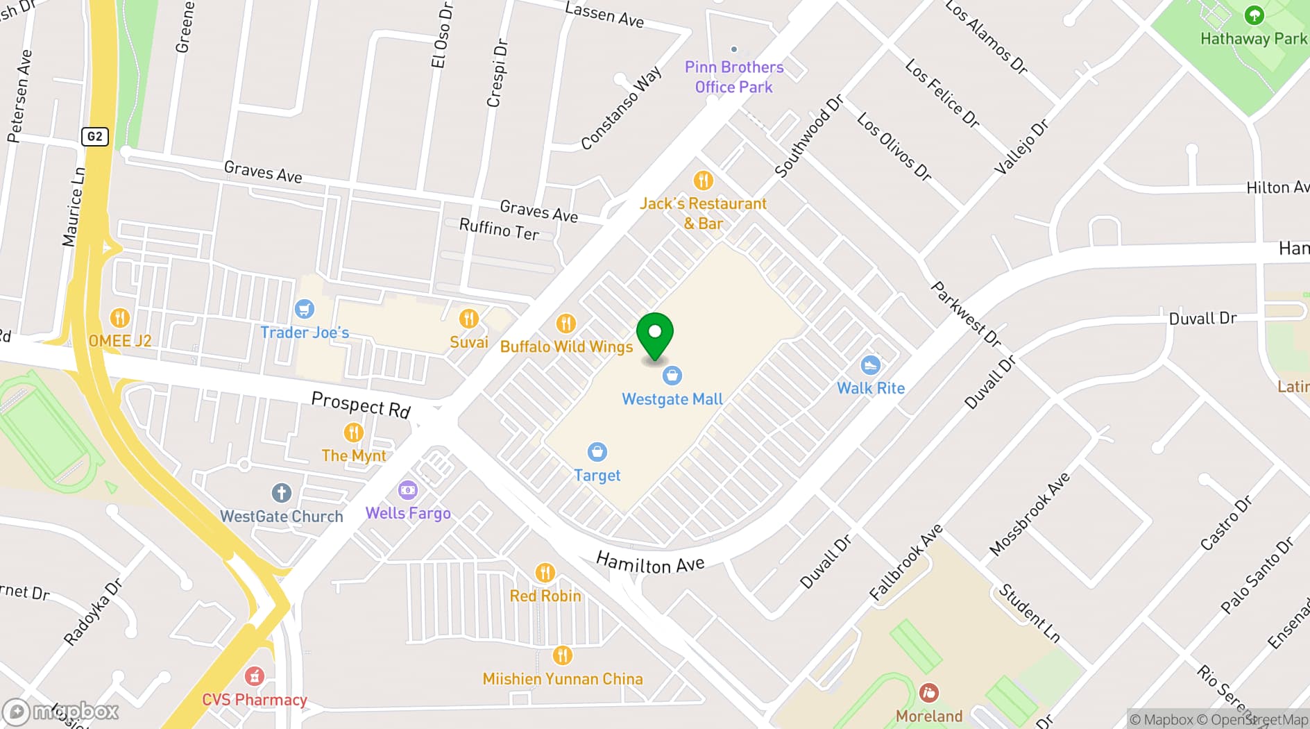Map showing Westgate Center