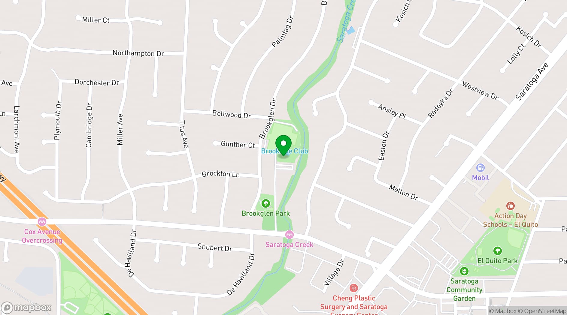 Map showing Brookside Club
