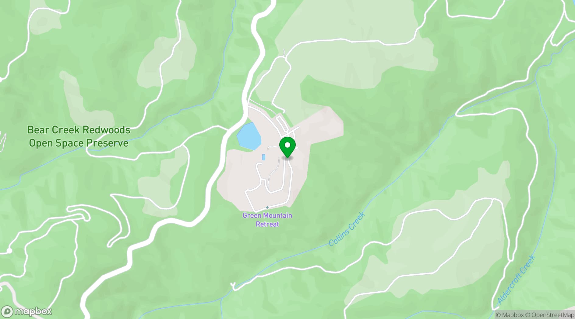 Map showing Green Mountain Retreat