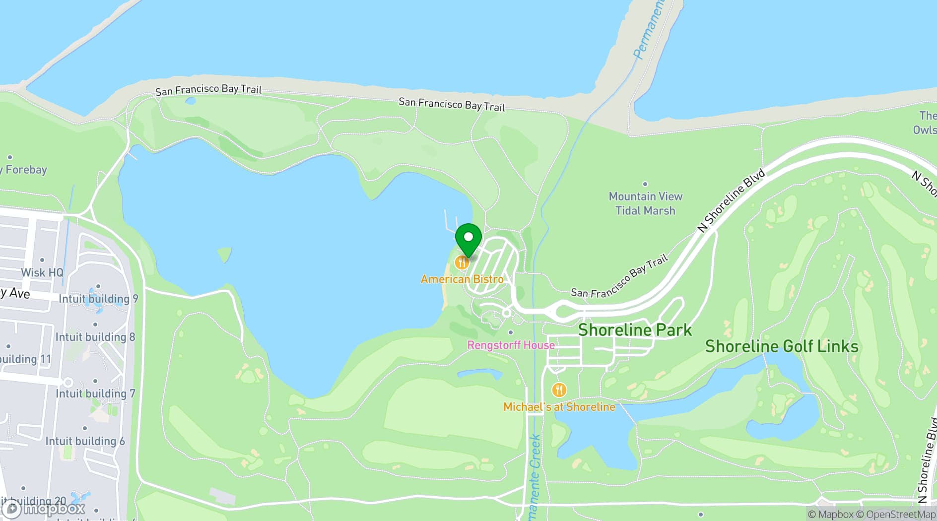 Map showing Shoreline Lake Catering and Events