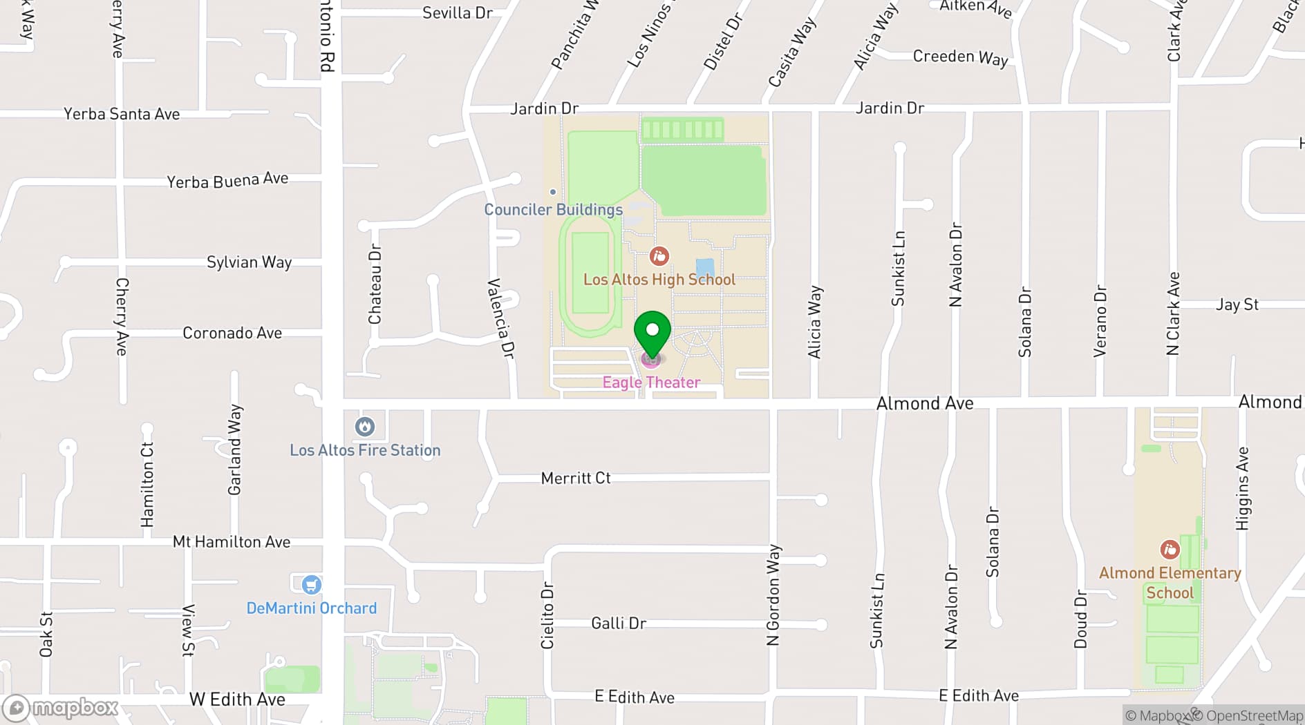 Map showing Los Altos High School