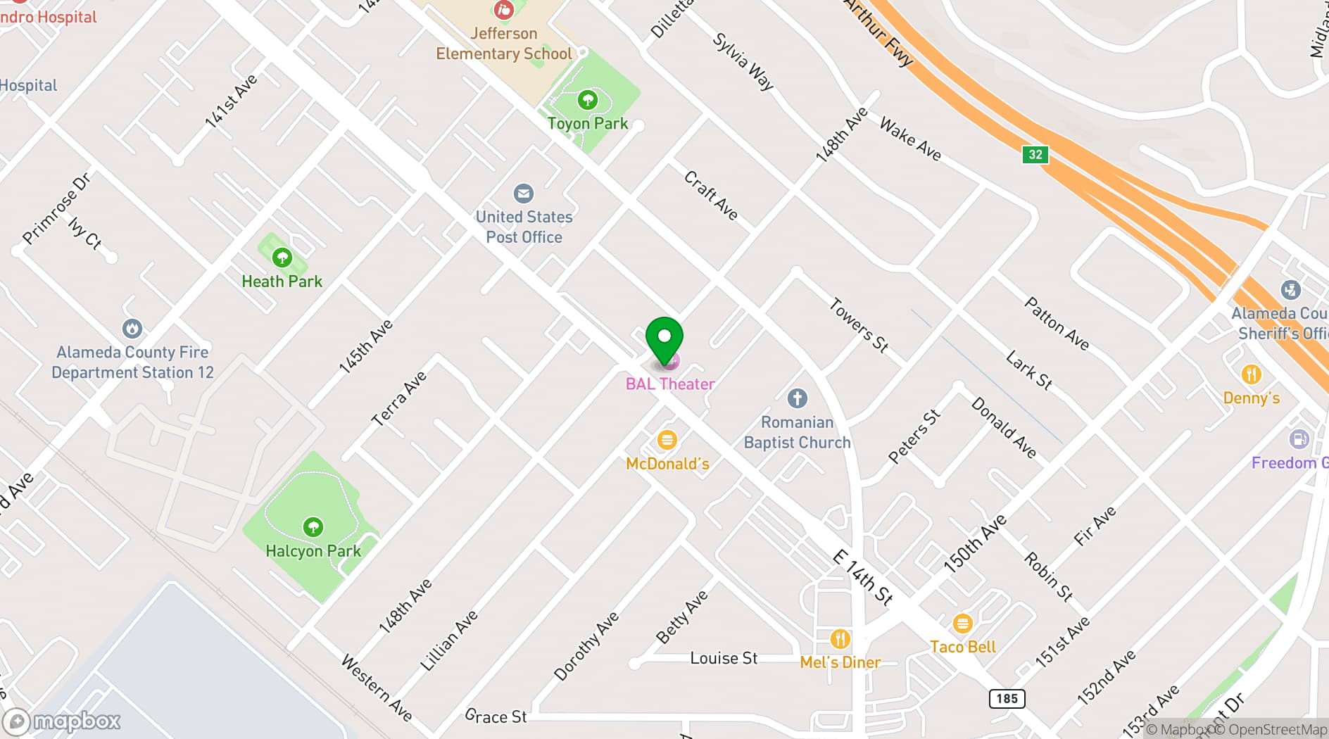 Map showing Historic BAL Theatre