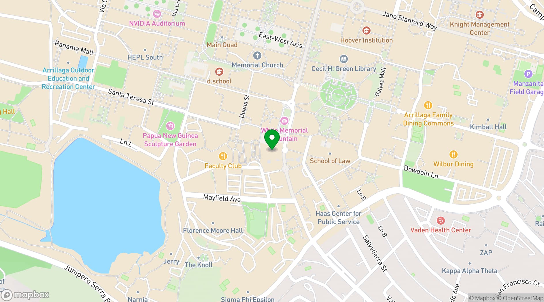 Map showing Stanford University Department of Music