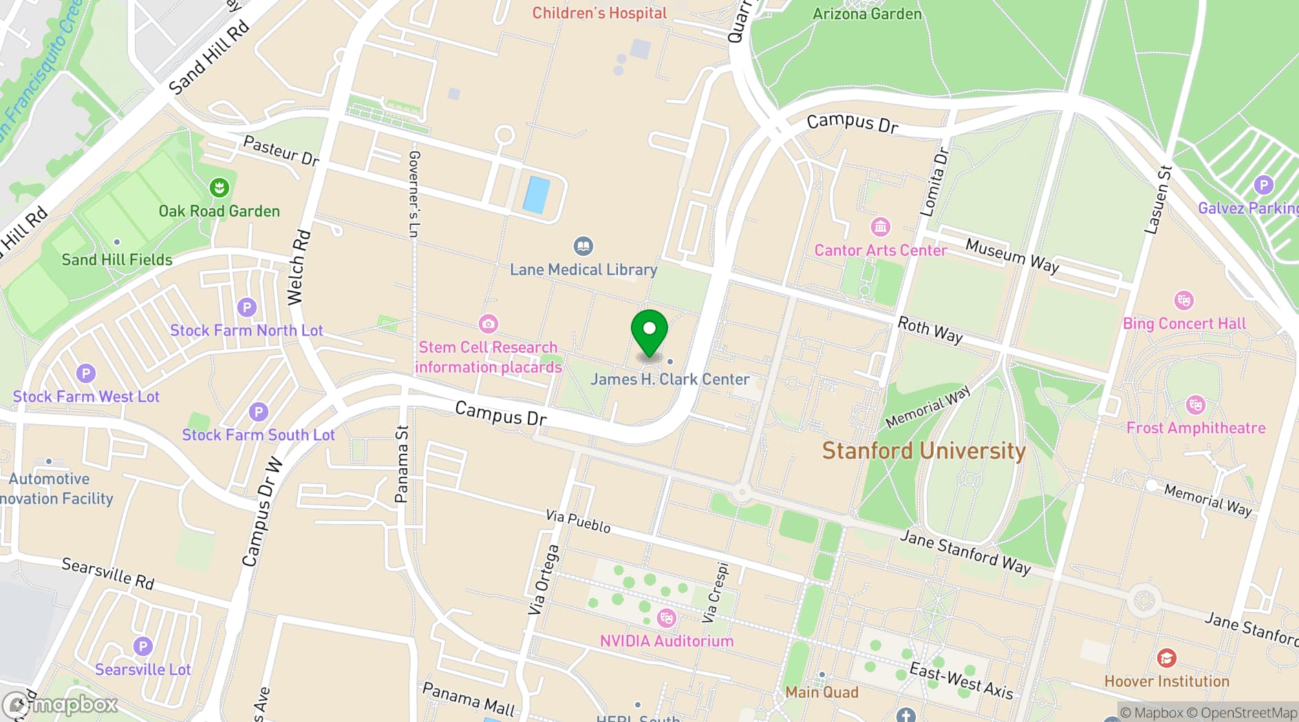 Map showing Clark Center Auditorium