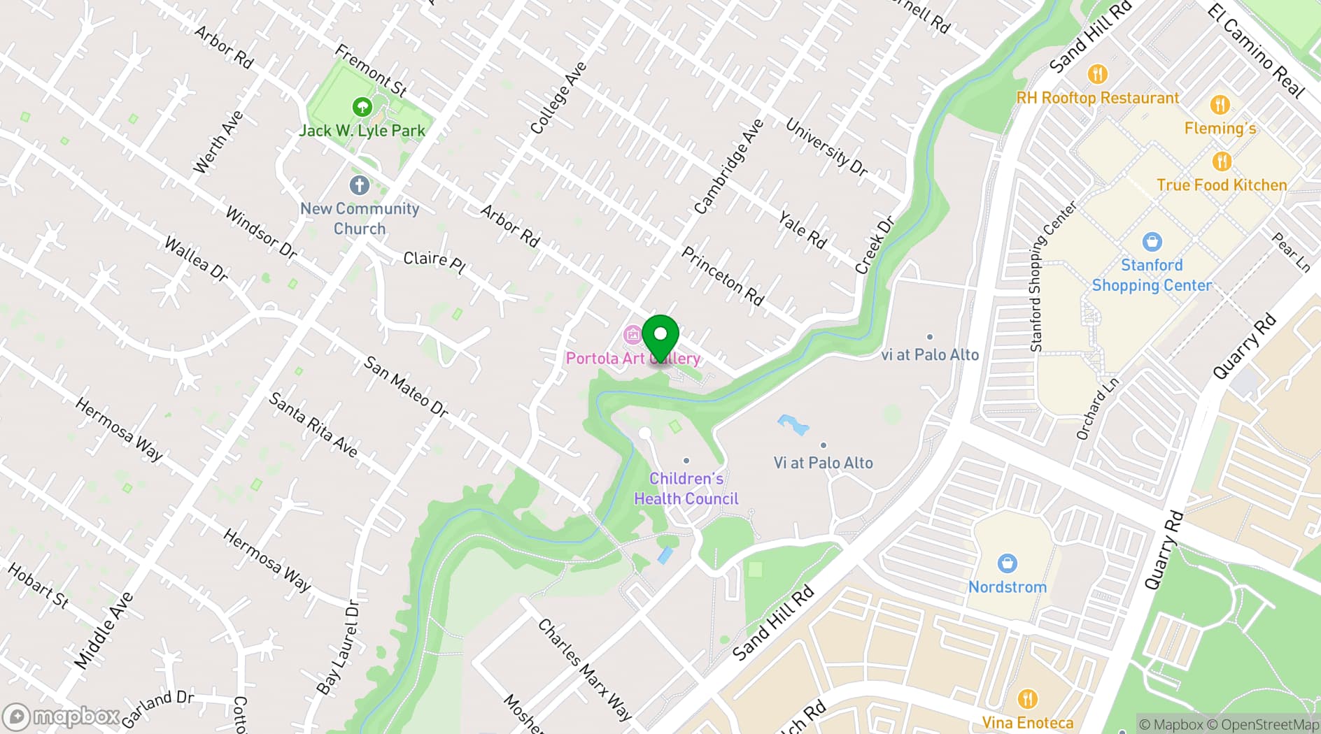 Map showing Allied Arts Guild