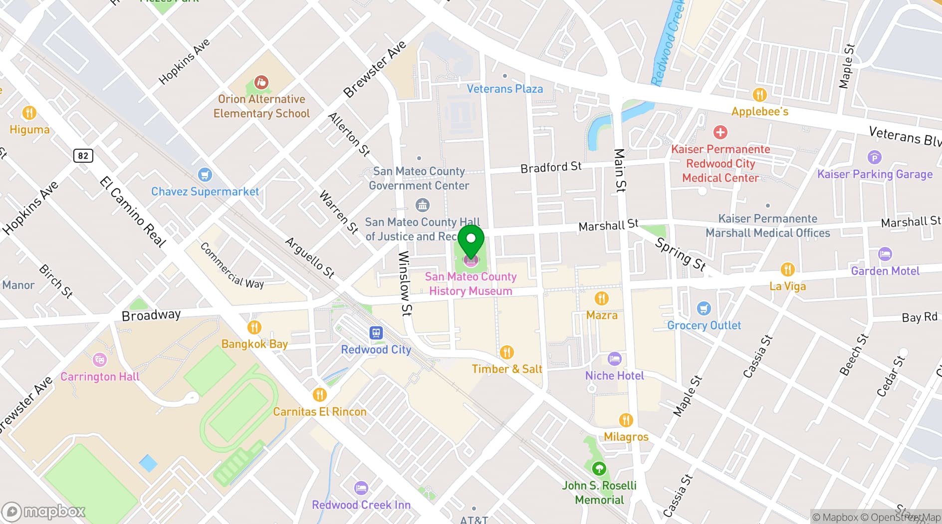 Map showing San Mateo County History Museum