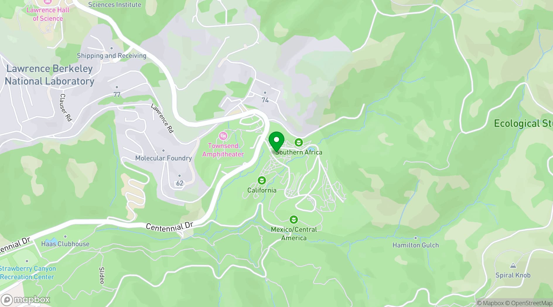 Map showing Julia Morgan Hall
